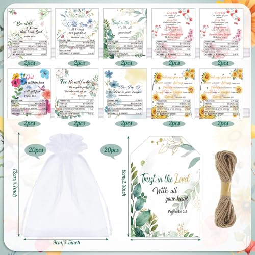 20 Pack Christian Lip Balm Set with Bible Verses & Floral Design - Bulk Religious Gift for Women & Men