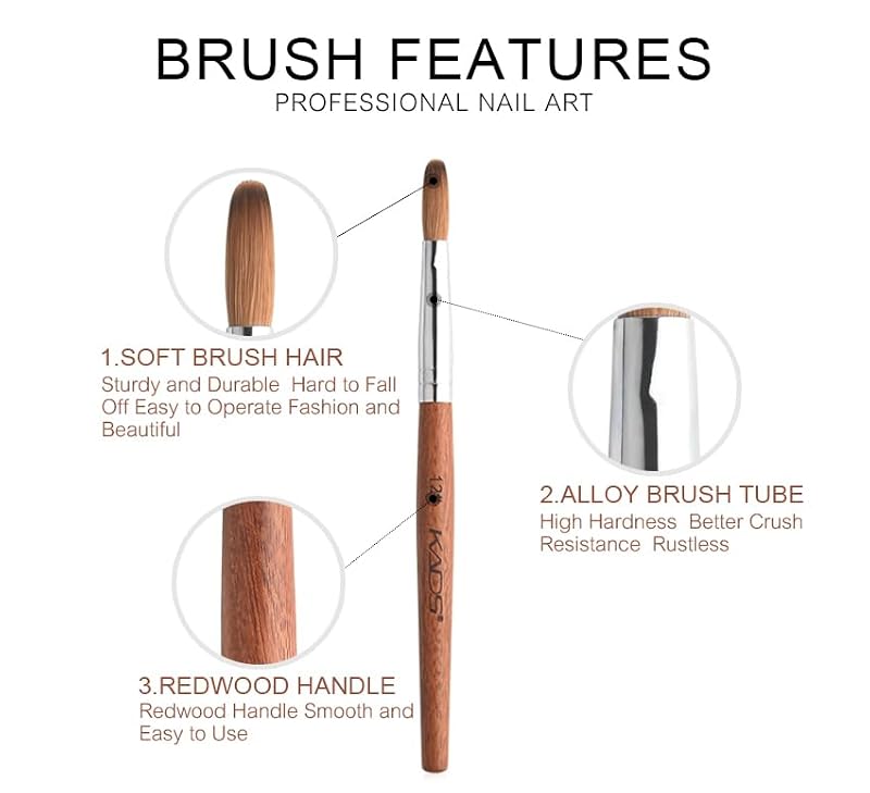 Kolinsky Acrylic Nail Brush - Professional Red Wooden Tool 6#