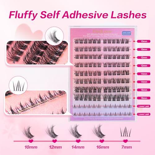 FindLove Self-Adhesive Lash Clusters with Bottom Lashes - DIY Extension Kit