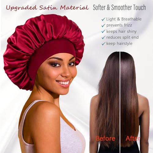 ROYBENS Large Satin Sleep Bonnet Set E for Curly & Natural Hair