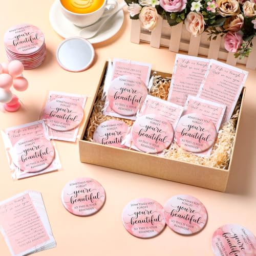 25-Pack Inspirational Pink Compact Mirrors - Bulk Party Favors for Women