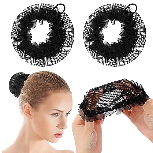 Mozeat Reusable Elastic Mesh Hair Nets for Buns - Adjustable Black Hair Accessories, 12 Pack