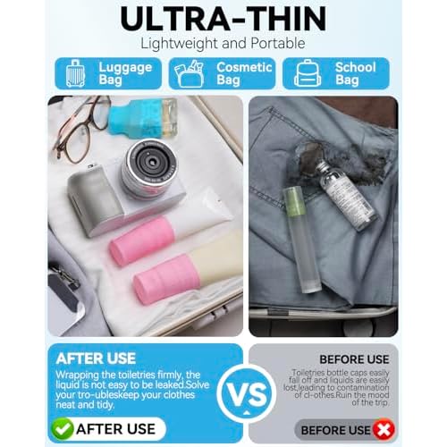 16 Pack Silicone Bottle Cover,Travel Essential for Women Men,Cruise Ship Essentials 2026,Beach Vacation Essentials,Travel Size Toiletries,Airplane Travels Accessories Elastic Sleeves for Leak Proofing