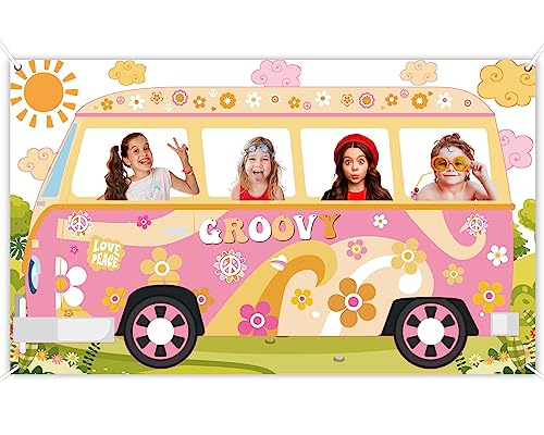 Hippie Bus Photo Prop for Groovy Birthday Parties - 65.75" x 35.4"