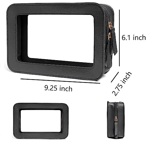 FFpaw Black Travel Makeup Bag - Small TSA Approved Cosmetic Organizer