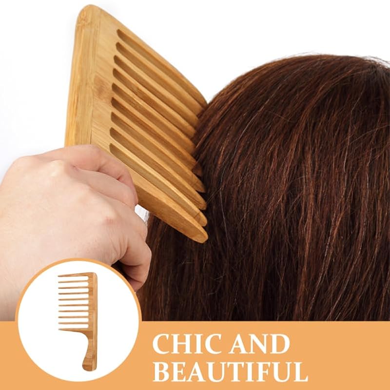 Healeved Wide Tooth Bamboo Comb - Large Detangling Hair Styling Tool
