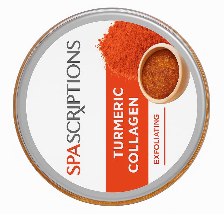 SpaScriptions Turmeric & Collagen Sugar Scrub - 21 oz Brightening Exfoliator for Dull Skin