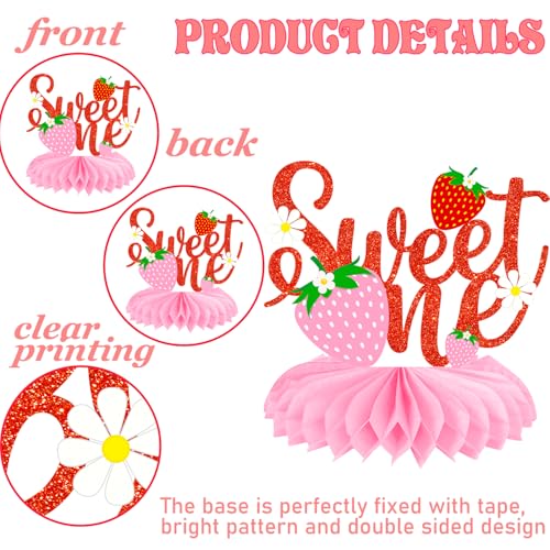 Strawberry First Birthday Honeycomb Centerpieces - 10 Pcs