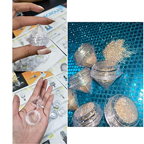 Healthcom 50 Pcs Diamond 5ml Clear Jars - Refillable Cosmetic Sample Jars with Lid (Diamond Shape 1)