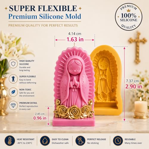 Virgin Mary Candle Mold - Religious Silicone Mold for Candle Making