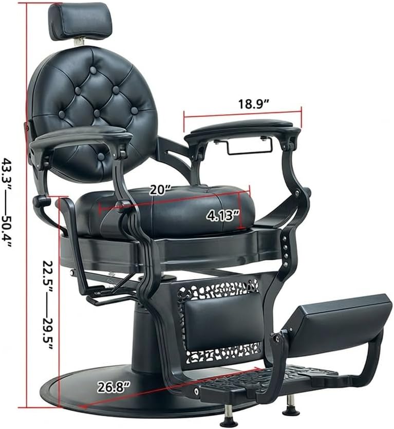 Barber Chair - Vintage Heavy Duty Hair Styling Chair for Salons | 700lbs Capacity, Black