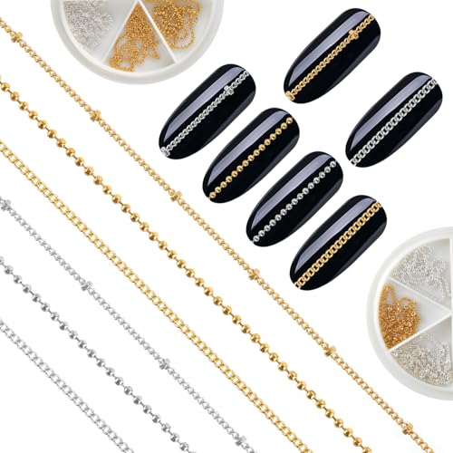 3D Nail Art Chains - 6 Metallic Charms for DIY Manicure