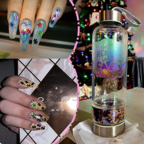 Holographic Puzzle Piece Nail Glitter Sequins - 50g Mix Colors