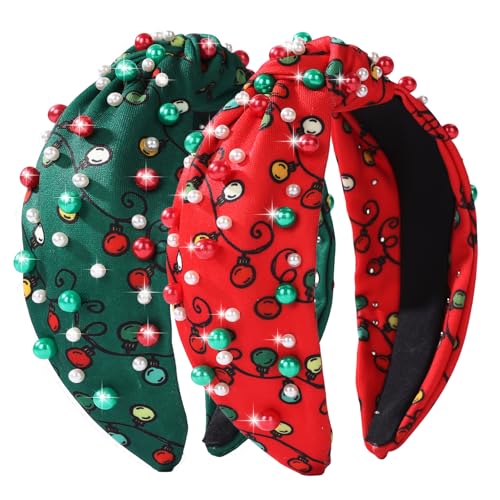 Winthrop 2-Pack Christmas Light String Headband with Rhinestone Crystals