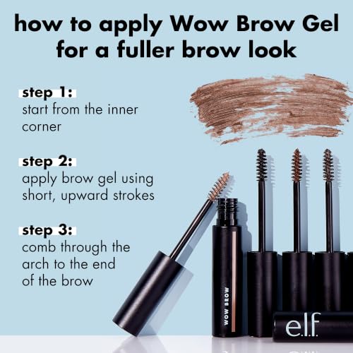 e.l.f. Wow Brow Gel Neutral Brown 0.12 oz Buildable Volumizing Wax-Gel Hybrid