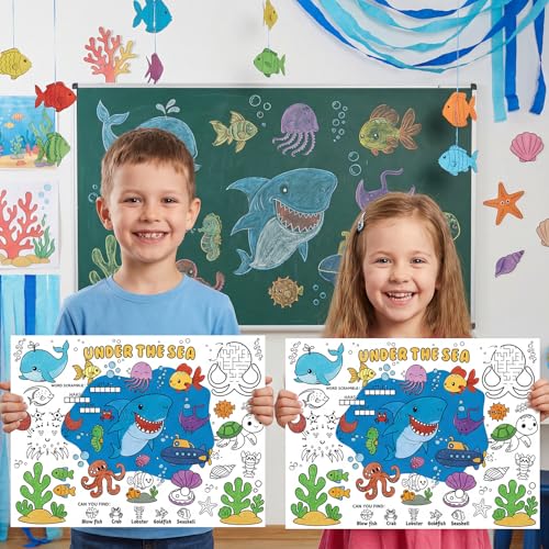 45 Under The Sea Disposable Coloring Placemats for Kids