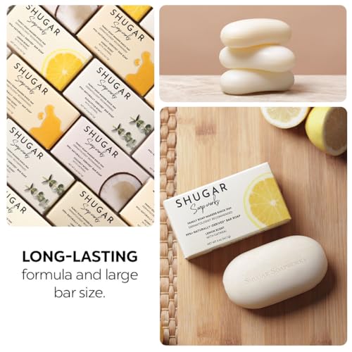 Shugar Soapworks Oatmeal & Lemon Verbena Beauty Bar Soap - 5 oz Vegan Exfoliating Cleanser