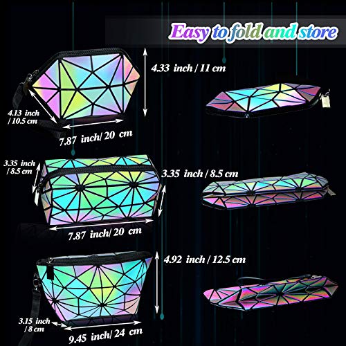 Holographic Makeup Bags Set - 3 Pcs Travel Cosmetic Organizers