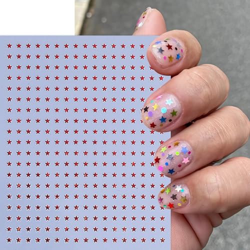 6 Sheets Self-Adhesive Star Nail Art Stickers - 3D Glitter Designs