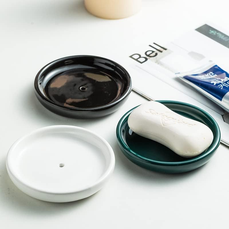 Self-Draining Ceramic Soap Dish - Compact White Tray for Soap & Jewelry