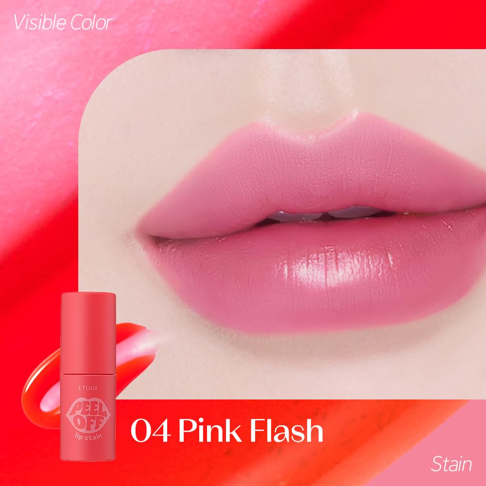 ETUDE Dear Darling Peel Off Lip Stain - Pink Flash | Hydrating Hydrogel Tint, Long-Lasting & Waterproof Lip Color
