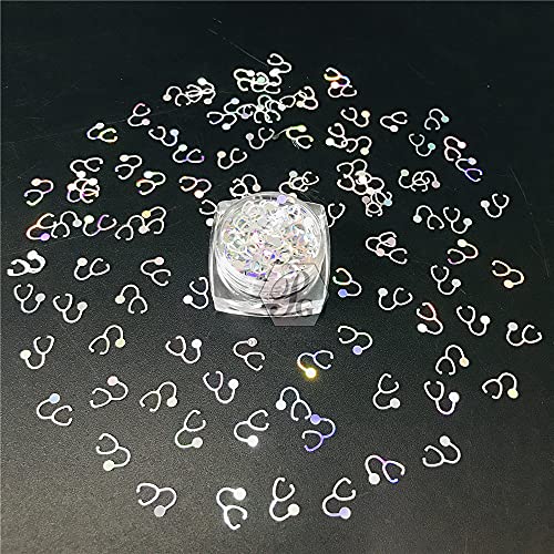 PrettyG Stethoscope Shape Holographic Glitter Sequins for Face & Body Makeup, Nails & Rave Art, 10g Pack