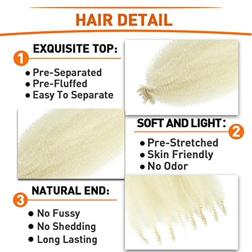 GZVIS 12 Inch Springy Afro Twist Hair - 6 Packs Pre-Fluffed Braiding Hair 613