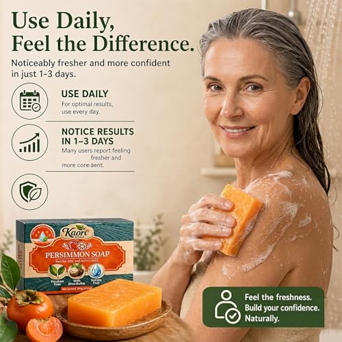 Kaori Persimmon Deodorizing Soap for Mature Skin, Natural Body Bar