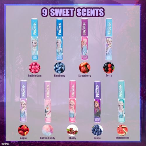 Disney Frozen Elsa Lip Gloss Set with 9 Flavors & Display Stand