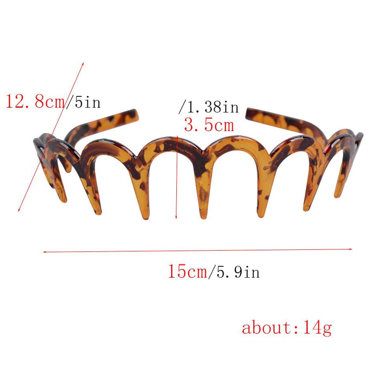 Zig Zag Headbands | U-Shaped Hair Comb with Slanted Teeth - Flexible, Lightweight, No Headache Styling Accessory for 90s Retro Look