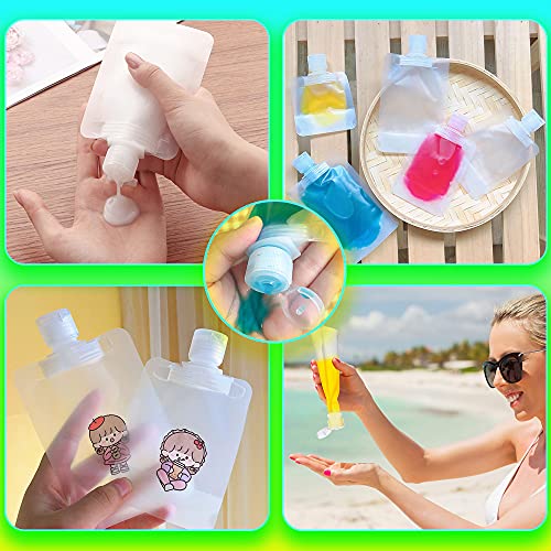 Refillable Travel Lotion & Shampoo Pouch Set - Clear Plastic Stand-Up Bags, 10 pcs