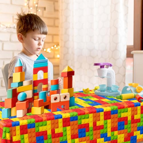 3-Pack Building Block Tablecloths - Colorful Waterproof Party Covers