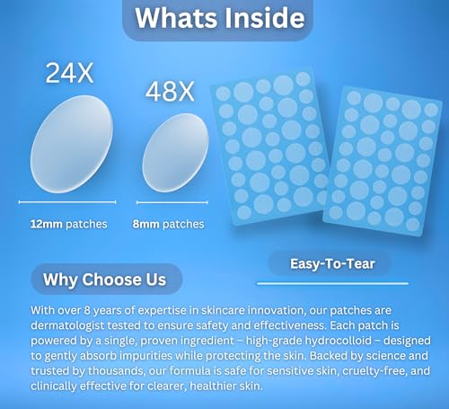 CLEARI Pimple Patches - 72 Ultra-Thin Acne Spot Covers