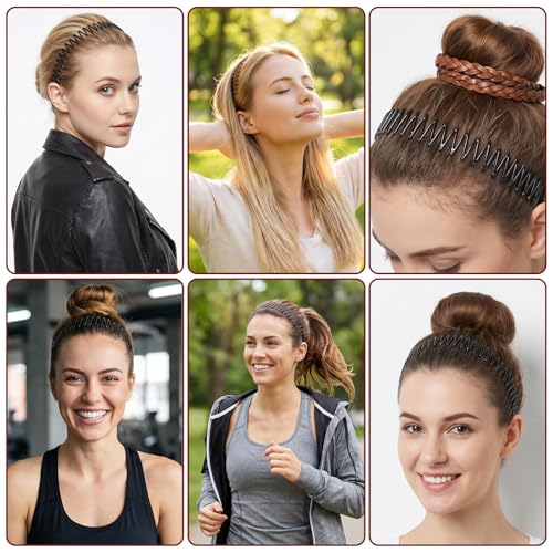 Grevosea 12 Pcs Zigzag Flexible Headbands for Women & Teens