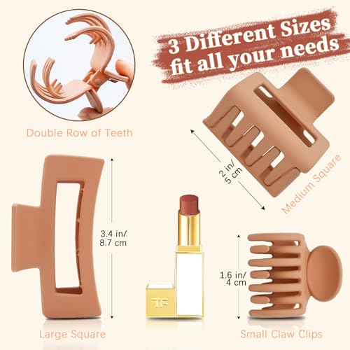 GlowMyst 9PCS Matte Hair Clips - Large & Mini Claw Clips for All Hair Types