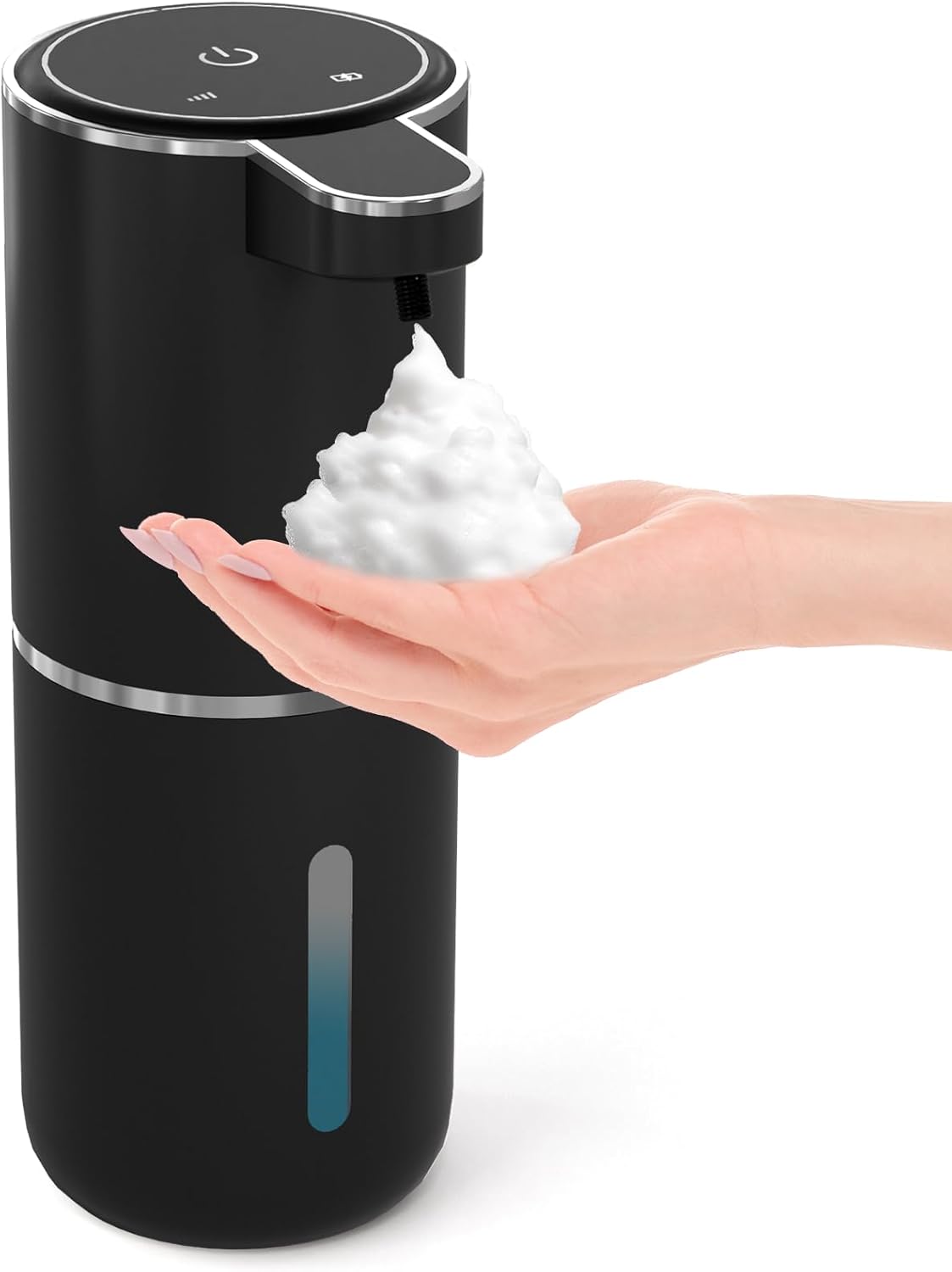 Automatic Foaming Soap Dispenser - Touchless 12.8oz Rechargeable Wall Mount for Bathroom & Kitchen | Black