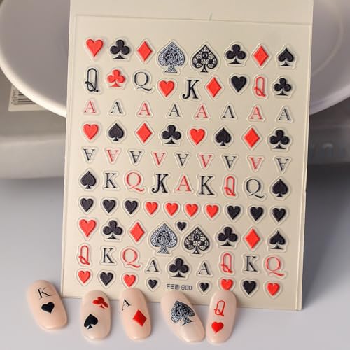 Poker Nail Stickers - 3D Playing Card Nail Art Decals