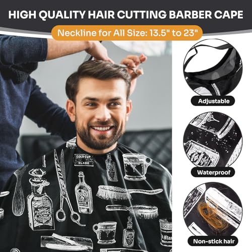 Professional Barber Cape 13Pcs Set with Neck Duster & Accessories 63" x 55"