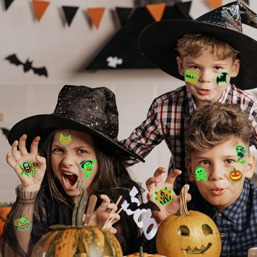 Glow in the Dark Halloween Temporary Tattoos for Kids - 340 Pack