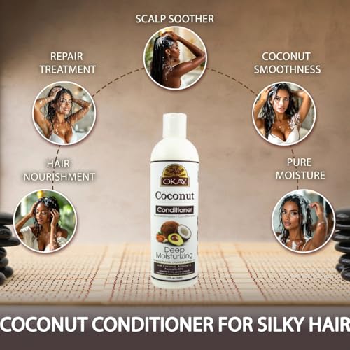 OKAY Coconut Deep Moisturizing Hair Conditioner 12oz - Hydrating Sulfate-Free for Dry & Damaged Hair