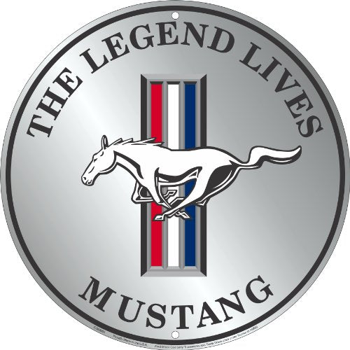 Ford Mustang Embossed Decorative Sign - 12 Inch Silver Aluminum