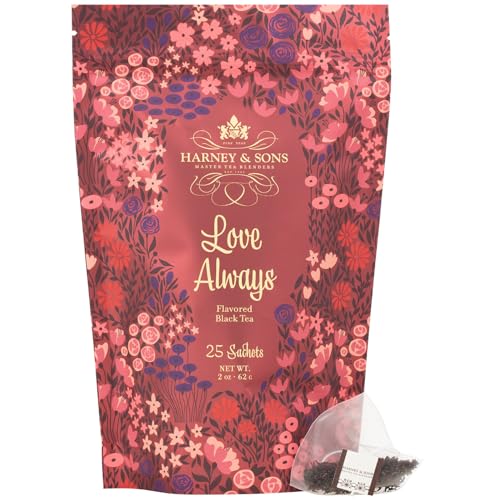 Harney & Sons Love Always Black Tea Sachets - Chocolate & Rose, 25 Count