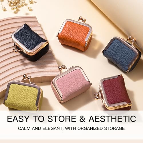 Genuine Leather Mini Travel Jewelry Box - Compact Organizer for Rings, Earrings & Necklaces (Pink)