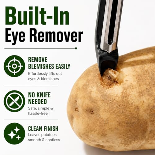 HOMARBOR Premium Vegetable Peeler | Ultra-Sharp Swivel Blade | Ergonomic Soft Grip Handle