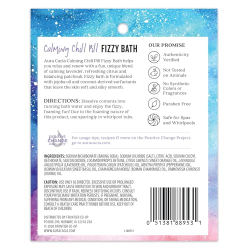 Aura Cacia Chill Pill Fizzy Bath, Calming Aromatherapy Soak, 2.5oz (2 Pack)