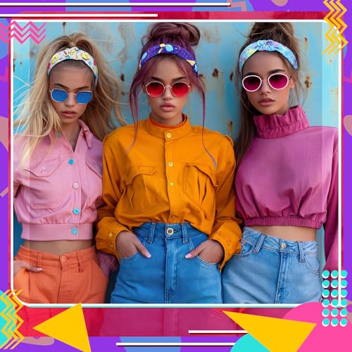 80s 90s Neon Knotted Headbands for Women - 8 Unique Styles