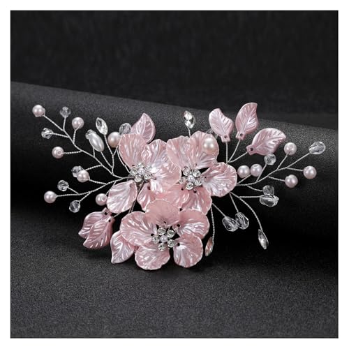 Bridal Pearl Flower Hair Comb with Rhinestones - Wedding Accessory