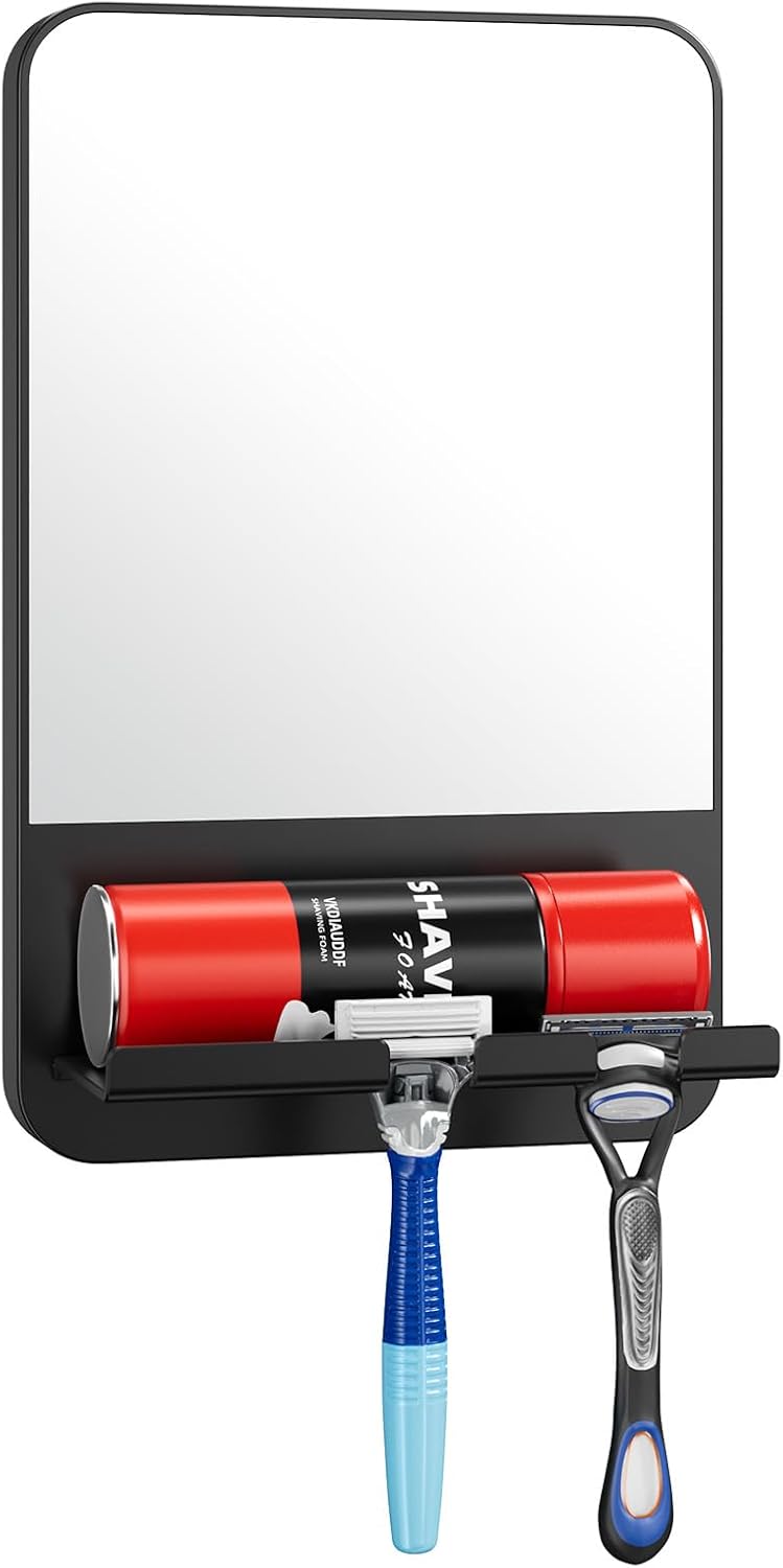 Fogless Shower Mirror for Shaving - Anti-Fog, Shatterproof & Waterproof | Wall Mounted with Razor Holder (Grey)