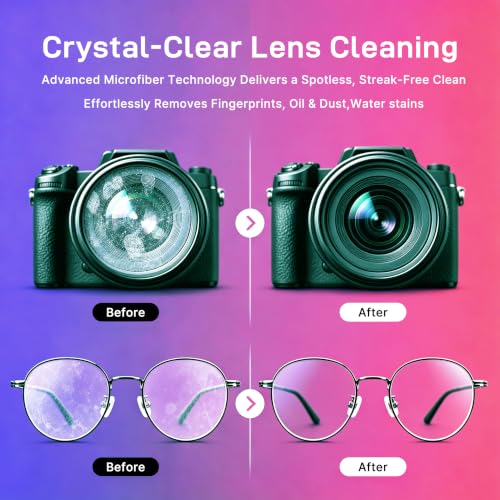 10 Pack Microfiber Cleaning Cloths - Scratch-Free & Lint-Free for Eyeglasses, Phones, and Screens