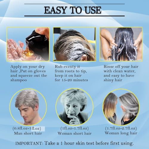 Dark Wine Red Hair Dye Shampoo 3-in-1 for Gray Hair - 17.6 Fl Oz, Herbal Formula